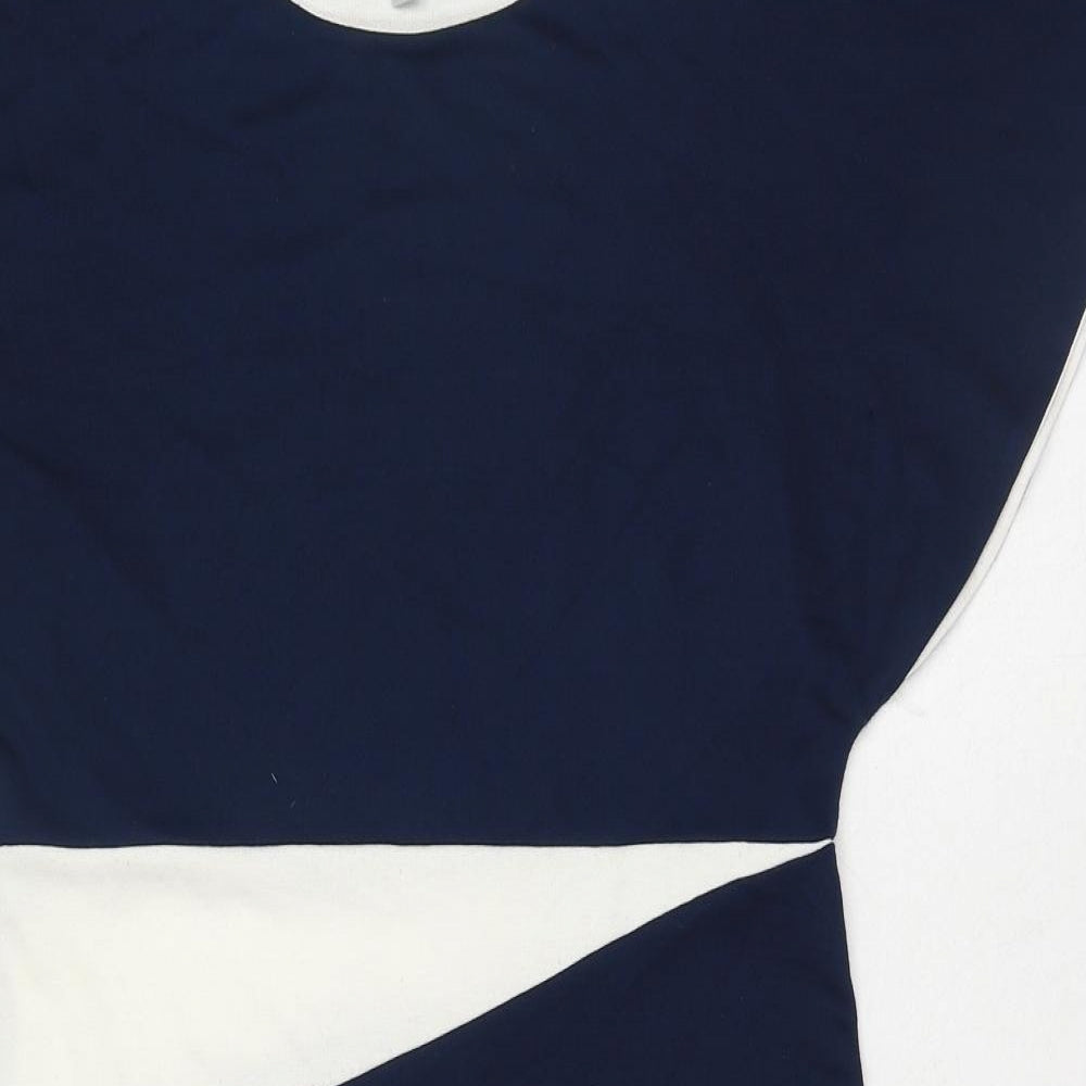 VAXO Womens Blue Geometric Polyester Shift Size S Round Neck Pullover