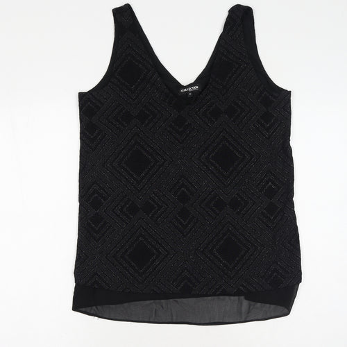 Debenhams Womens Black Geometric Nylon Basic Tank Size 12 V-Neck