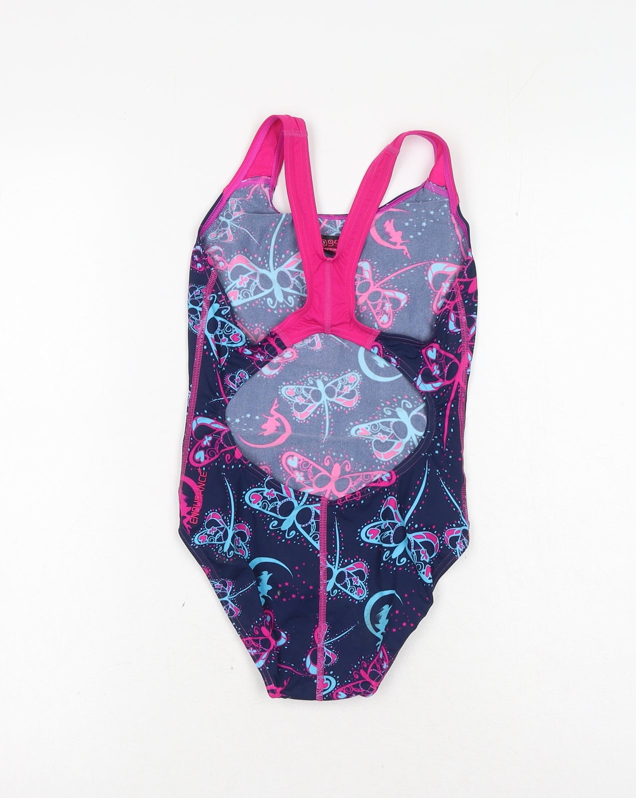 Speedo Girls Pink Geometric Polyester Bodysuit One-Piece Size 12 Years Pullover - Swimsuit