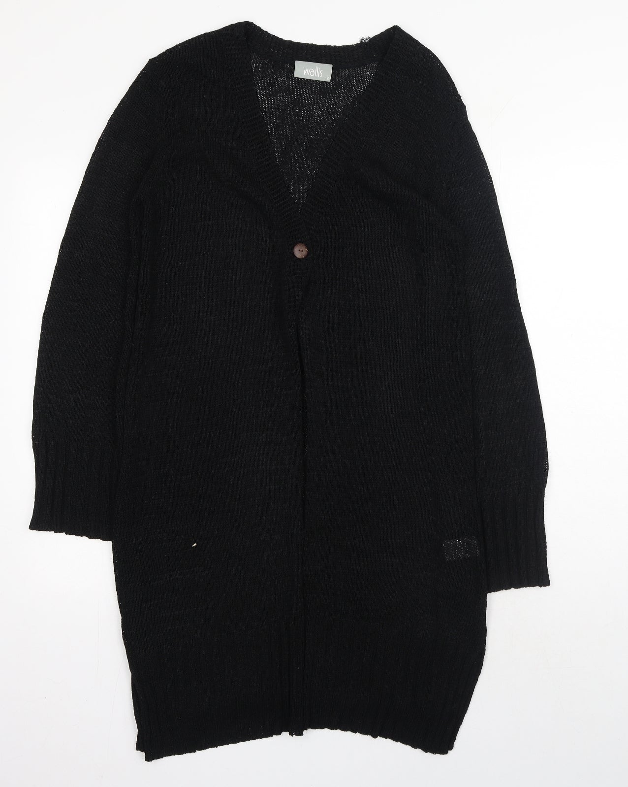 Wallis Womens Black V-Neck Polyester Cardigan Jumper Size 12