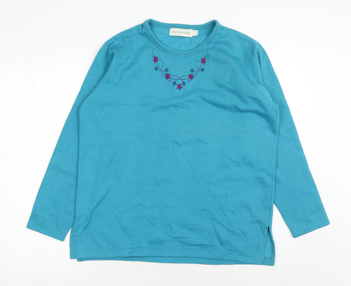 EWM Womens Blue Polyester Pullover Sweatshirt Size M Pullover