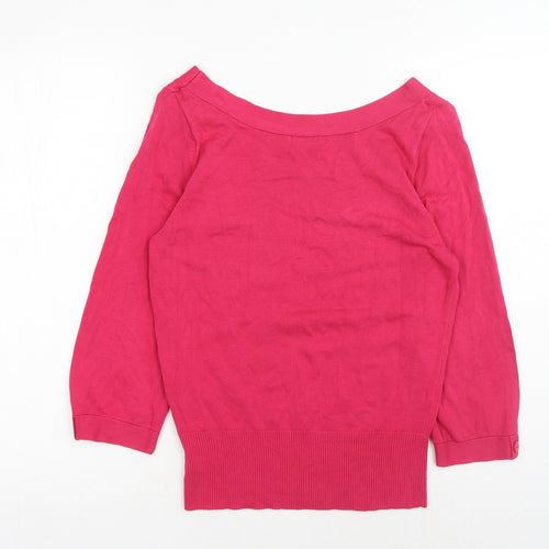 B&W Womens Pink Scoop Neck Viscose Pullover Jumper Size M