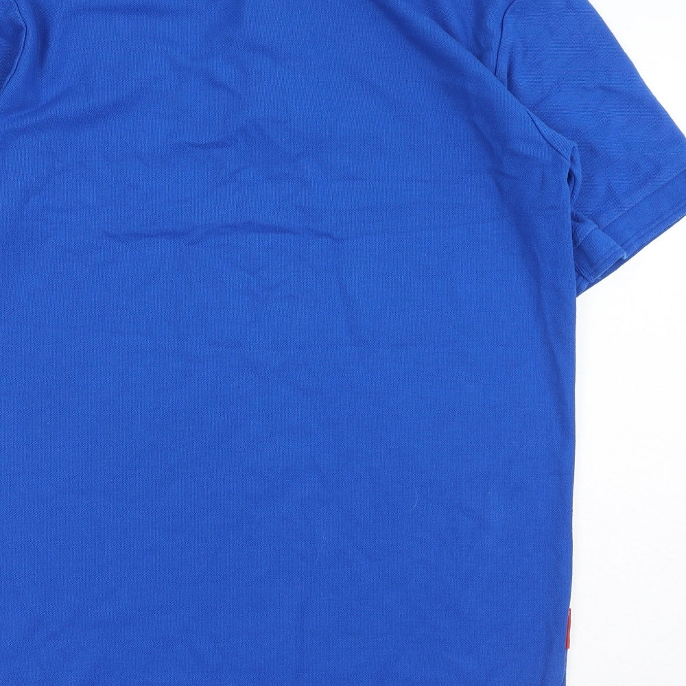 Slazenger Mens Blue Cotton Polo Size M Collared Button