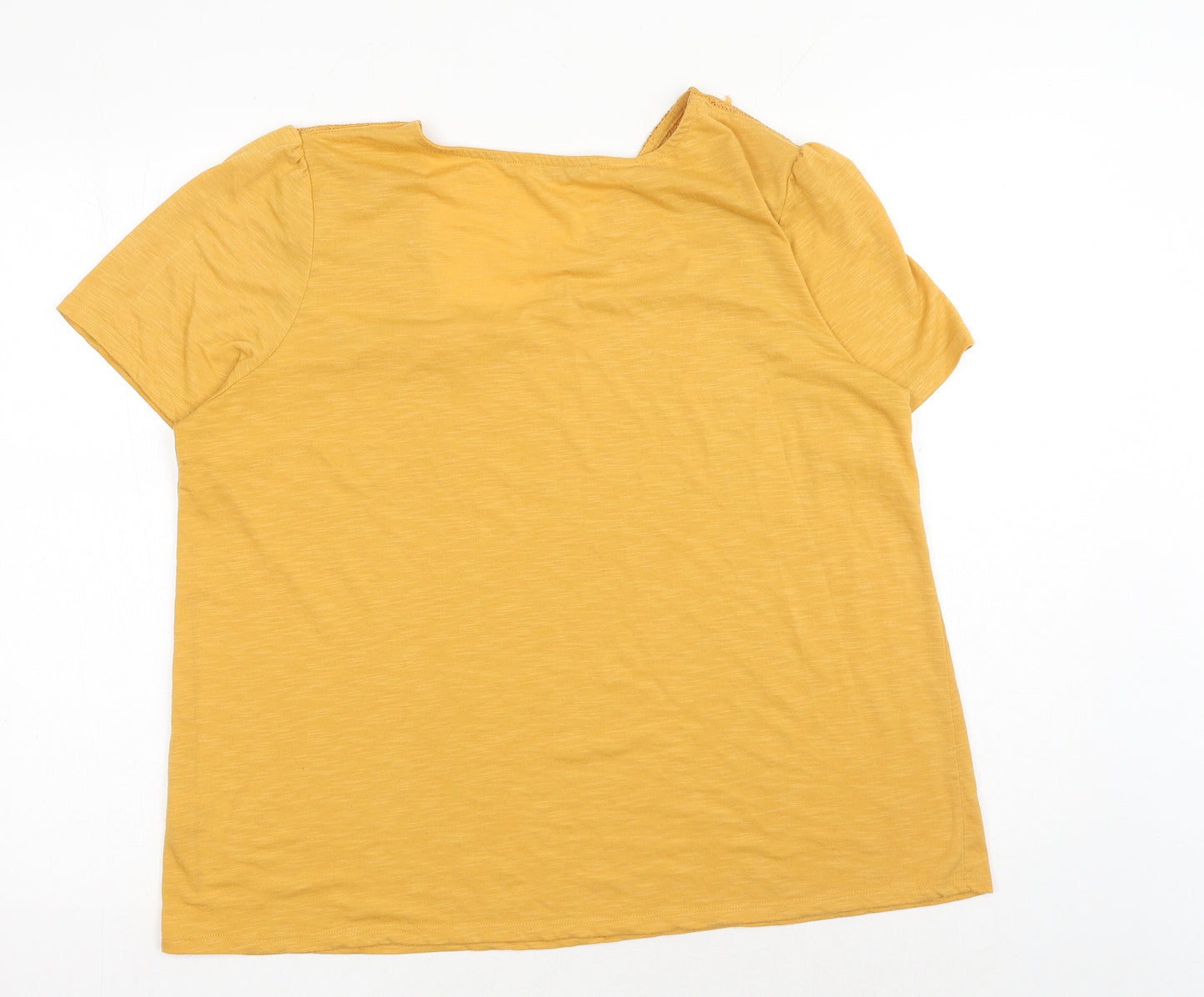 Nutmeg Womens Yellow Polyester Basic T-Shirt Size 16 V-Neck