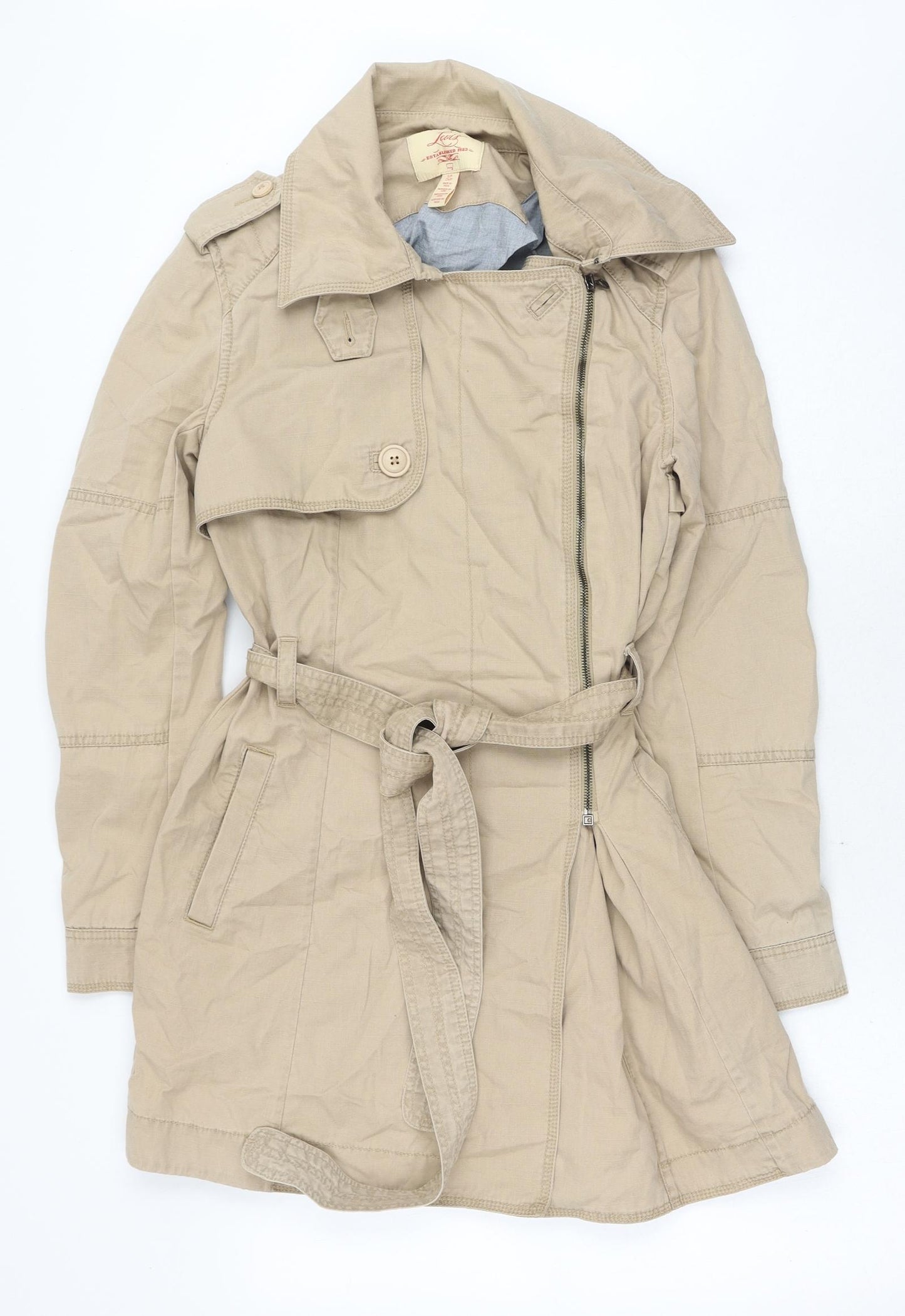 Levi's Womens Beige Trench Coat Coat Size S Zip