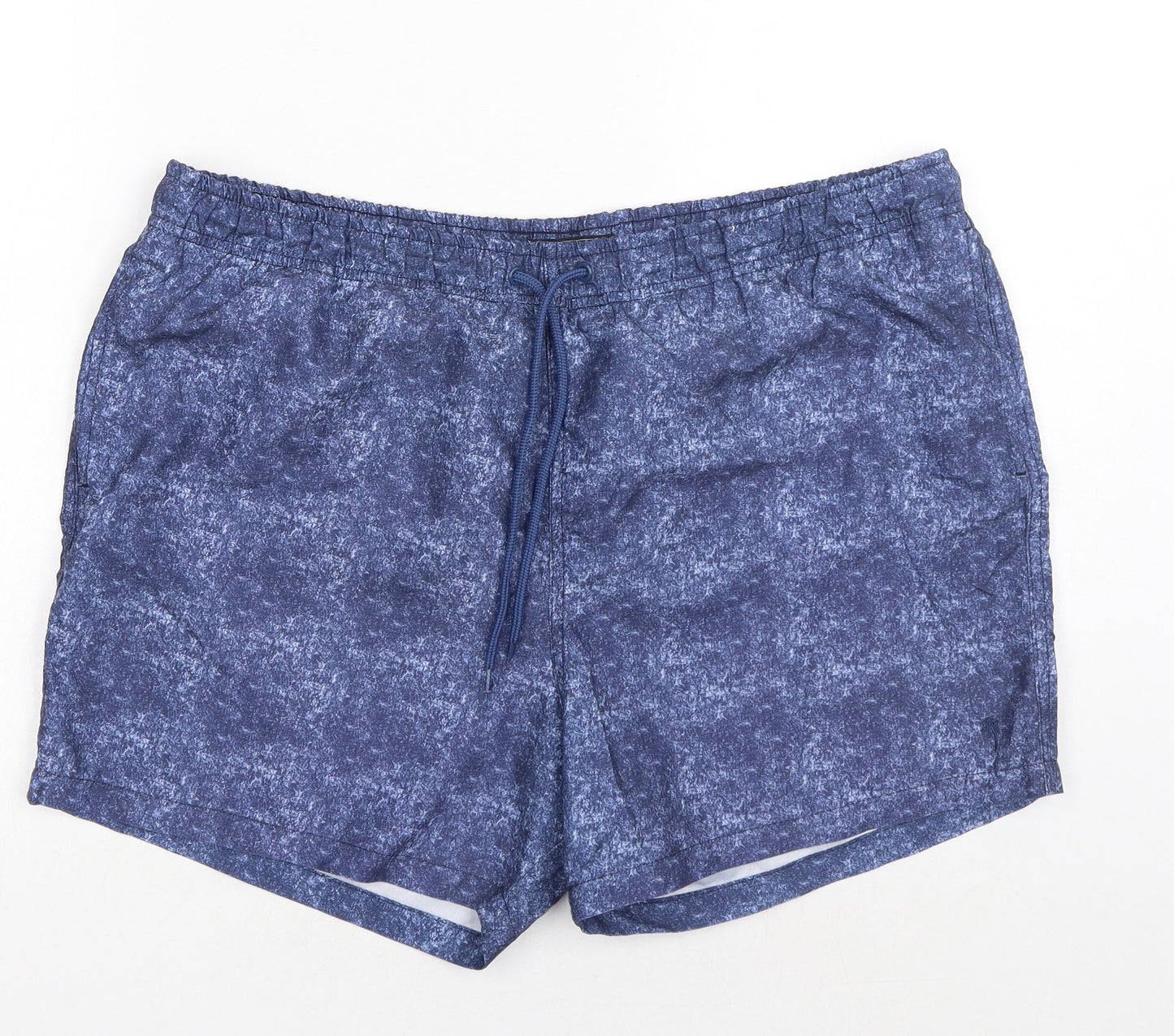 Peacocks Mens Blue Geometric Polyester Bermuda Shorts Size XL Regular Drawstring - Swim Shorts