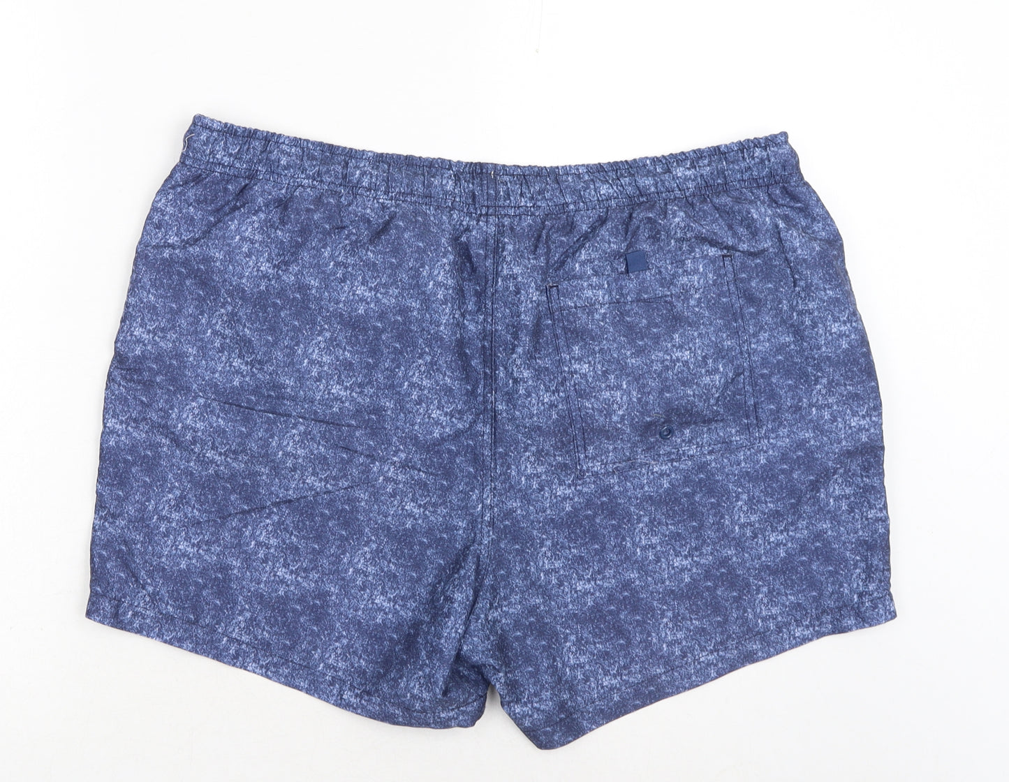 Peacocks Mens Blue Geometric Polyester Bermuda Shorts Size XL Regular Drawstring - Swim Shorts