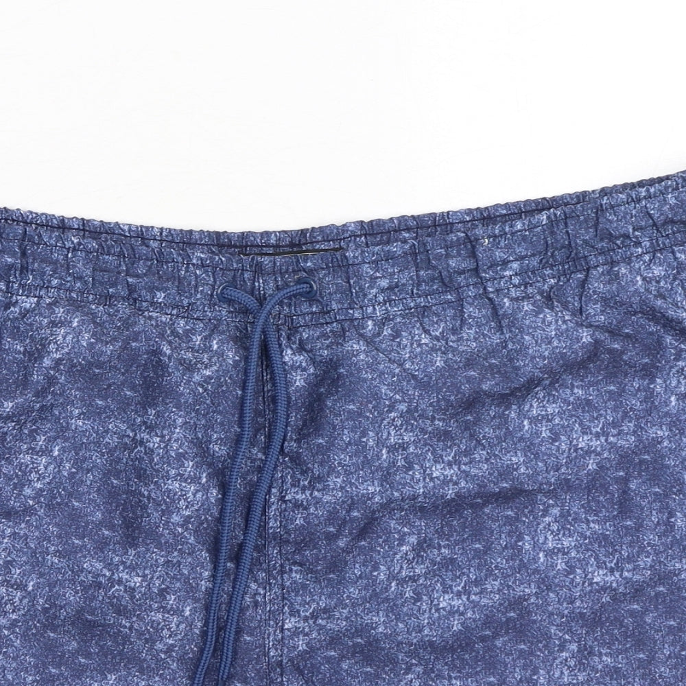 Peacocks Mens Blue Geometric Polyester Bermuda Shorts Size XL Regular Drawstring - Swim Shorts