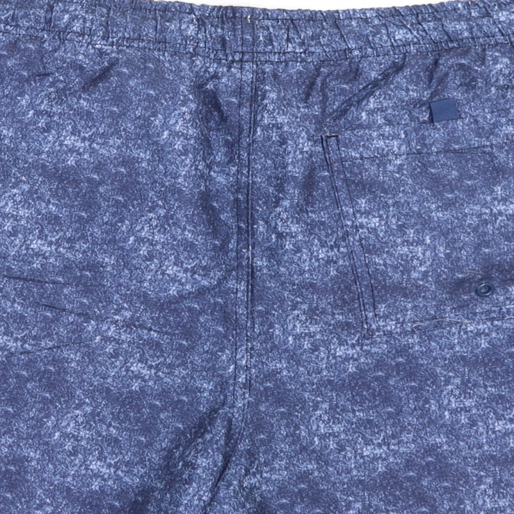 Peacocks Mens Blue Geometric Polyester Bermuda Shorts Size XL Regular Drawstring - Swim Shorts