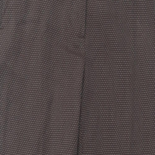 Zara Womens Brown Geometric Polyester Trousers Size 8 Regular Hook & Eye