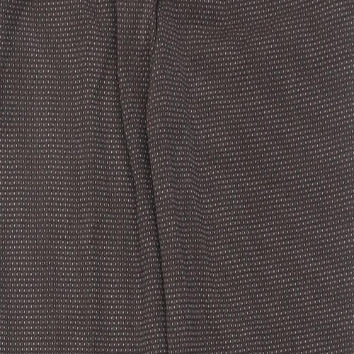 Zara Womens Brown Geometric Polyester Trousers Size 8 Regular Hook & Eye