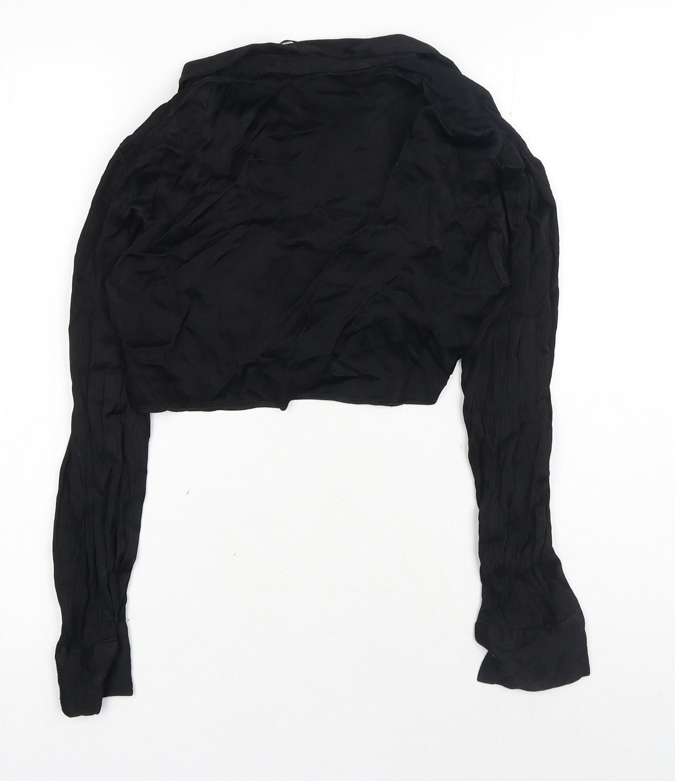 Zara Womens Black Viscose Cropped Blouse Size S V-Neck