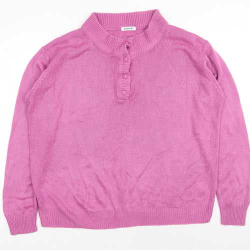 Damart Womens Purple Round Neck Acrylic Henley Jumper Size M