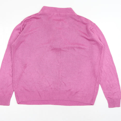 Damart Womens Purple Round Neck Acrylic Henley Jumper Size M