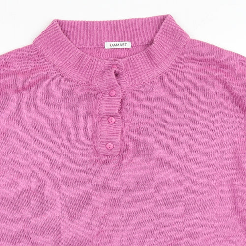 Damart Womens Purple Round Neck Acrylic Henley Jumper Size M