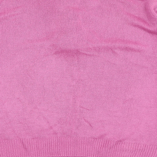 Damart Womens Purple Round Neck Acrylic Henley Jumper Size M