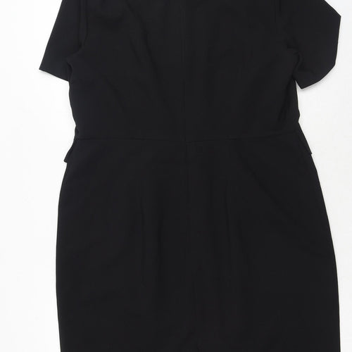 Matalan Womens Black Polyester Shift Size 16 Round Neck Zip