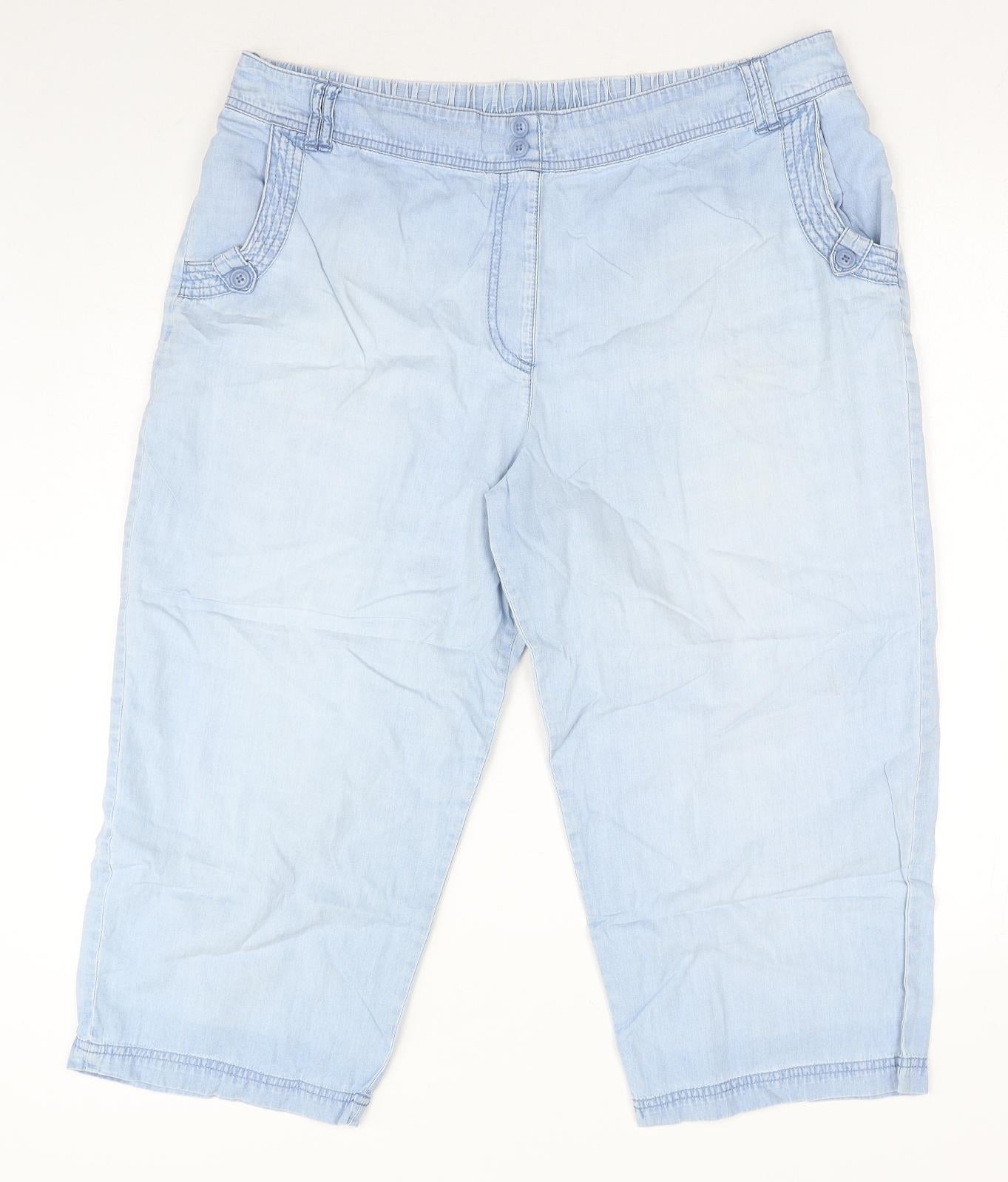 Bonmarche Womens Blue Polyester Cropped Jeans Size 18 Regular