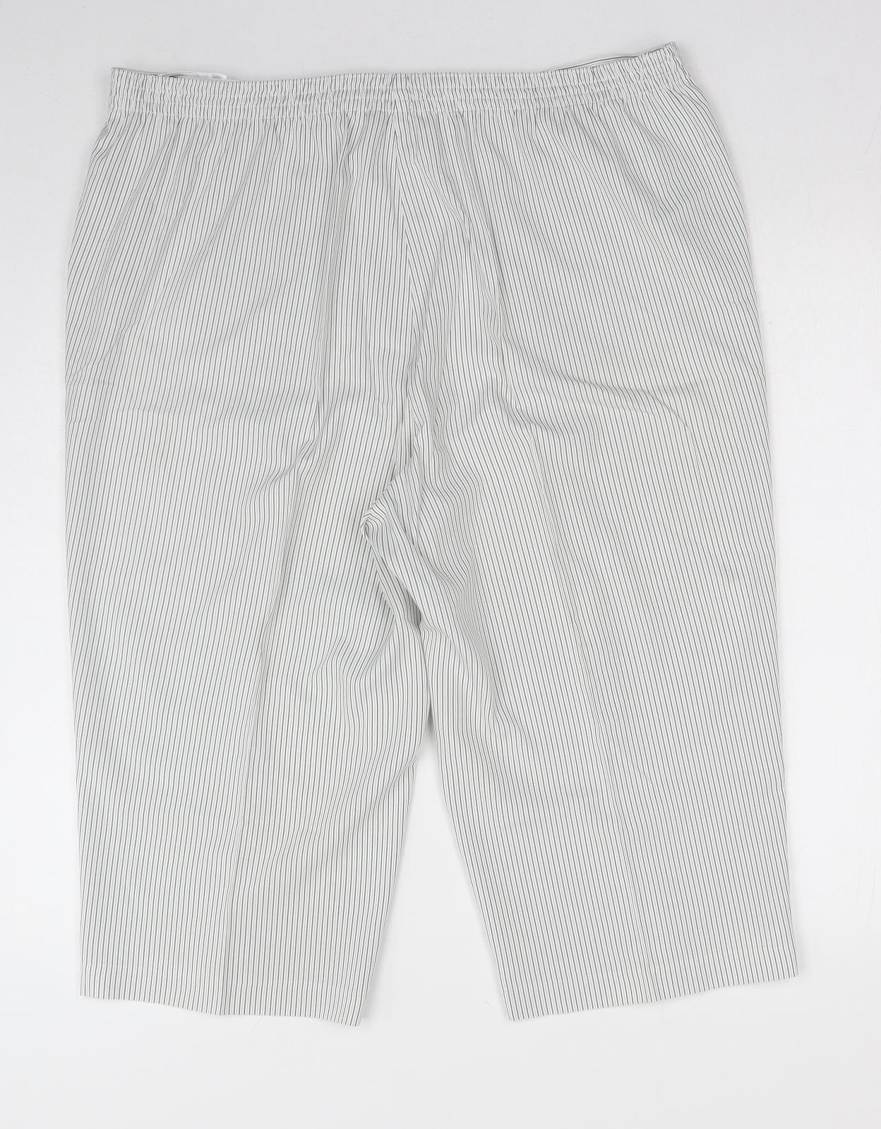 Bonmarche Womens Grey Striped Polyester Pedal Pusher Trousers Size 18 Regular