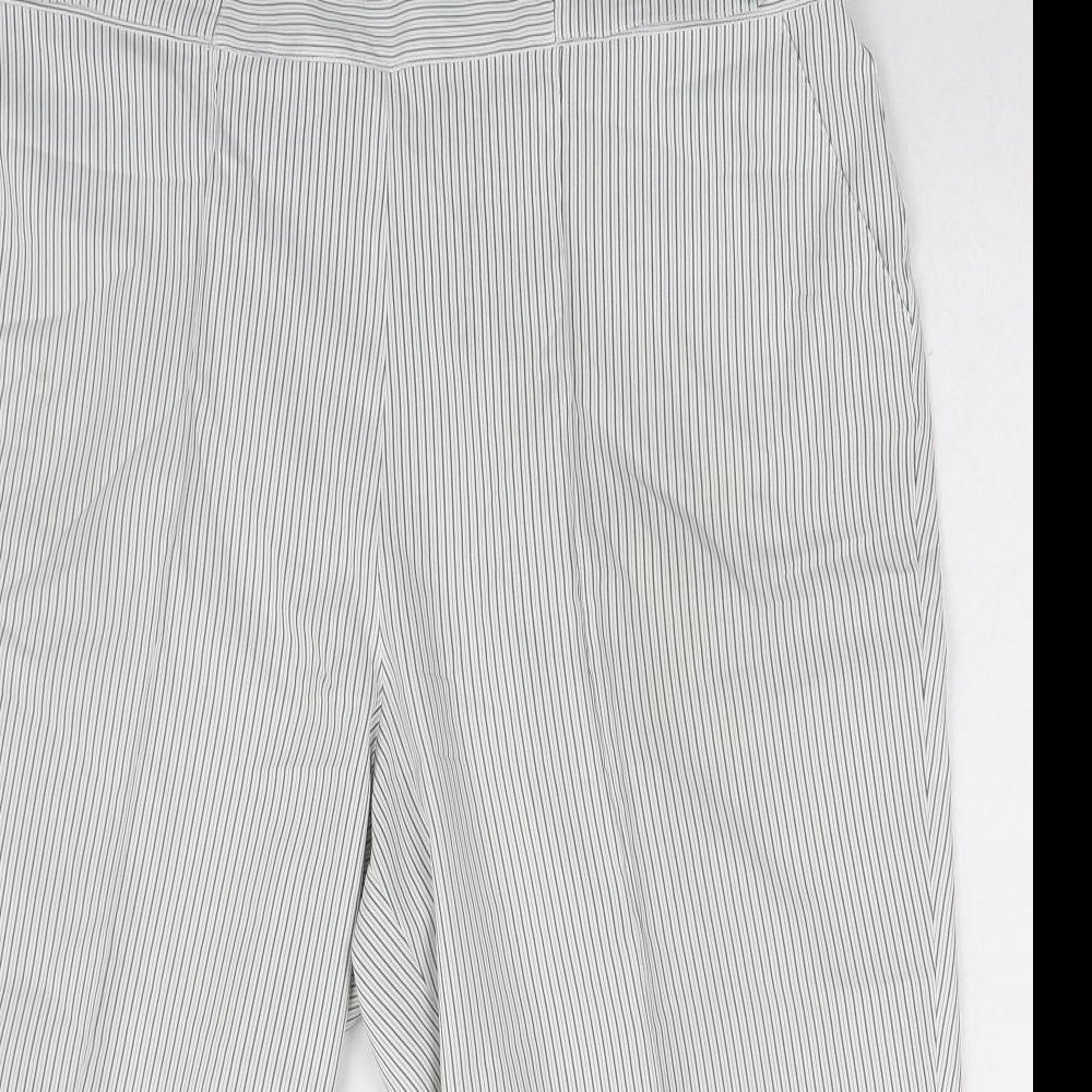 Bonmarche Womens Grey Striped Polyester Pedal Pusher Trousers Size 18 Regular