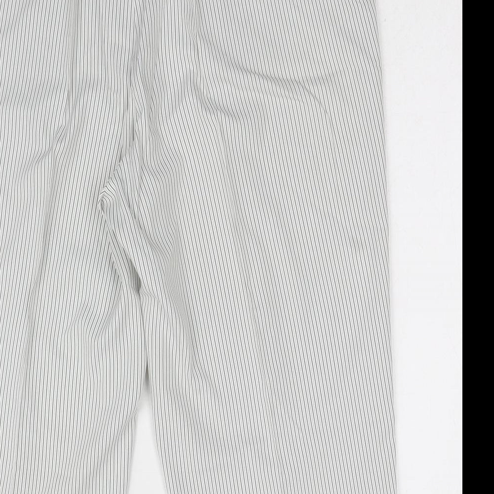 Bonmarche Womens Grey Striped Polyester Pedal Pusher Trousers Size 18 Regular