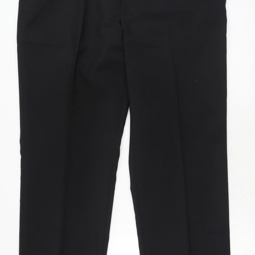 Preworn Mens Black Polyester Dress Pants Trousers Size 39 in Regular Hook & Eye