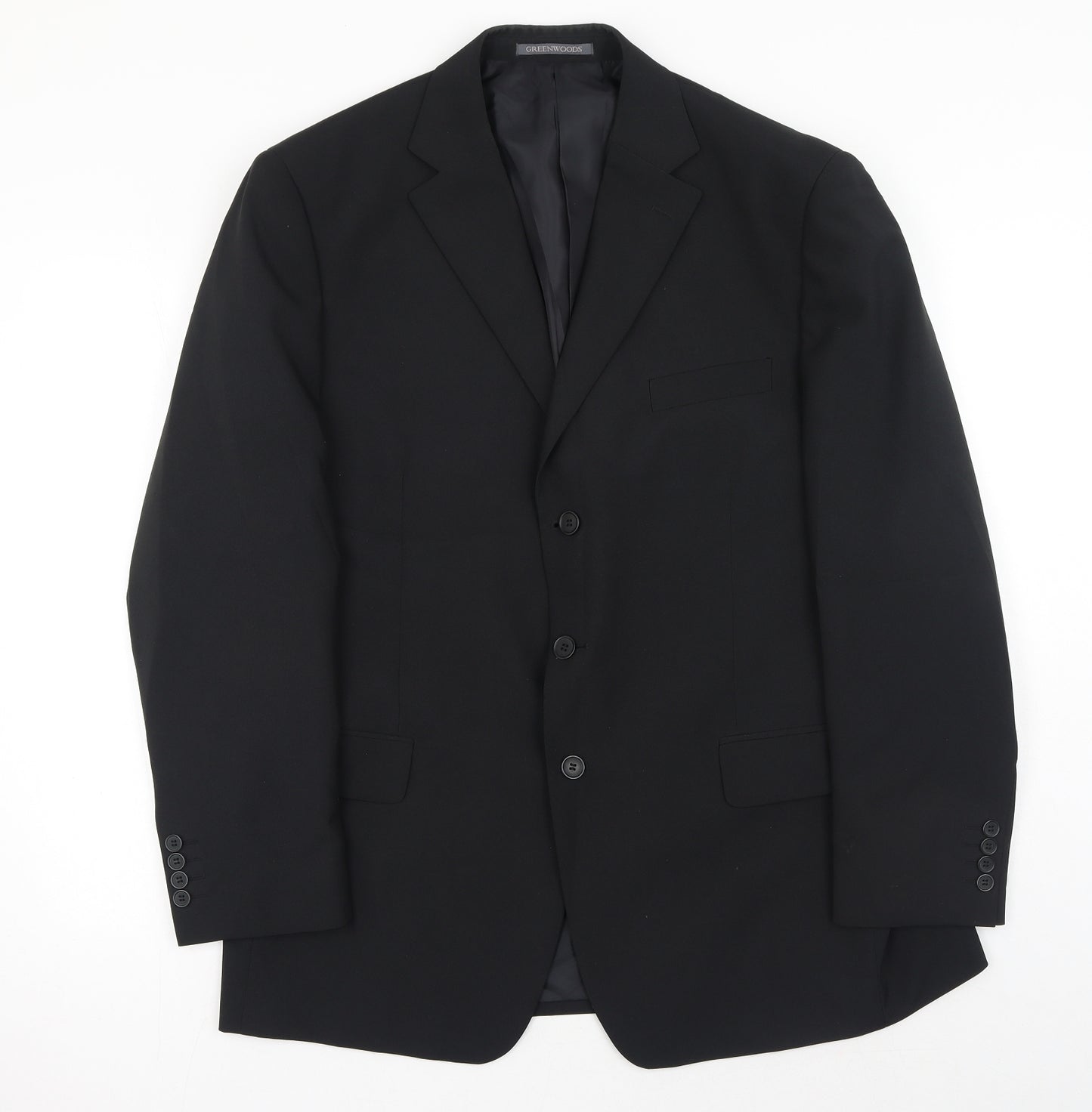 Greenwoods Mens Black Polyester Jacket Blazer Size 44
