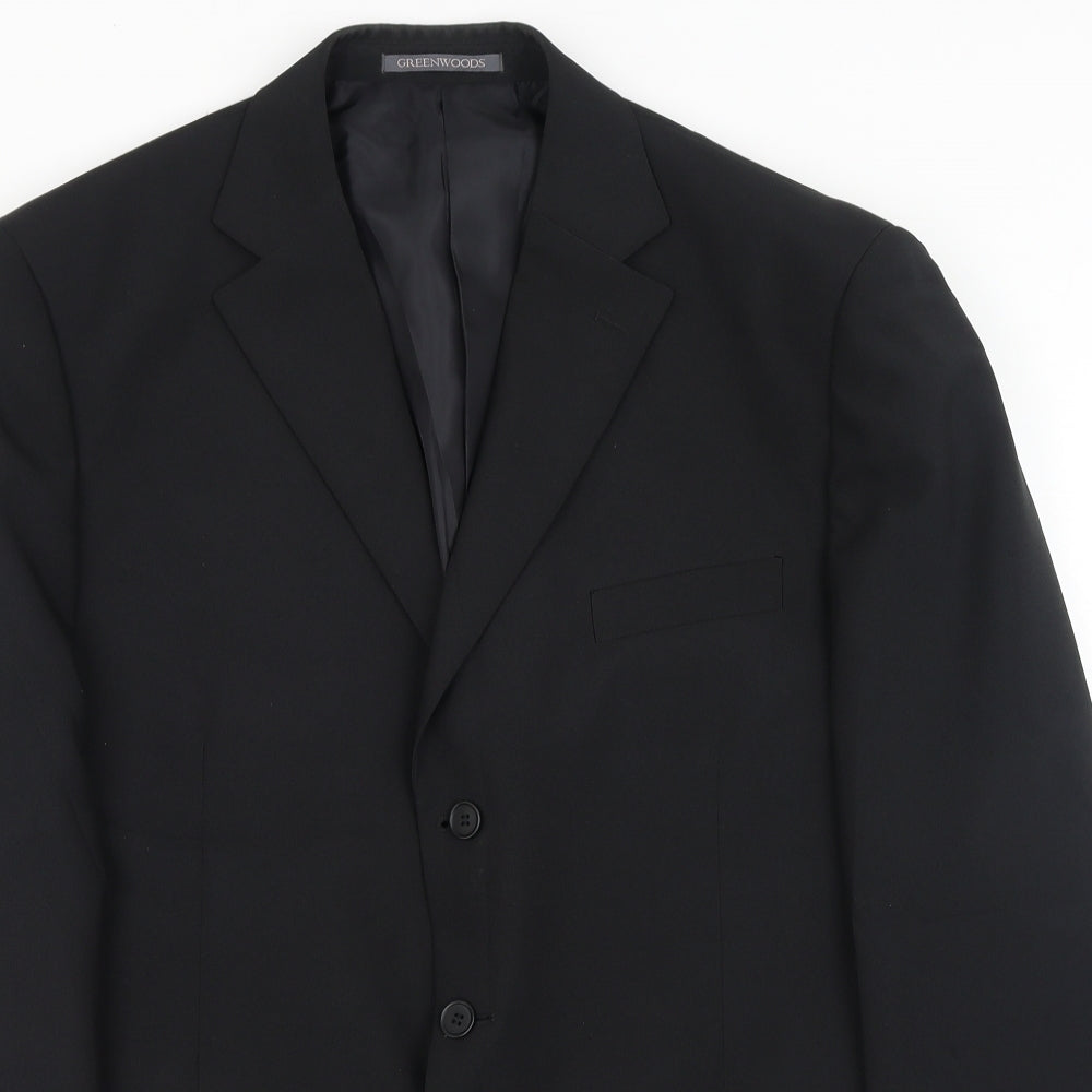 Greenwoods Mens Black Polyester Jacket Blazer Size 44