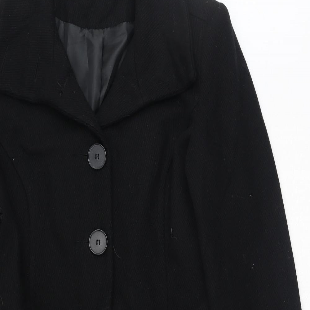 New Look Womens Black Trench Coat Coat Size 10 Button