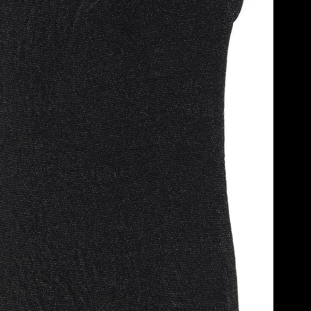 Peacocks Womens Black Nylon T-Shirt Dress Size 18 V-Neck Pullover