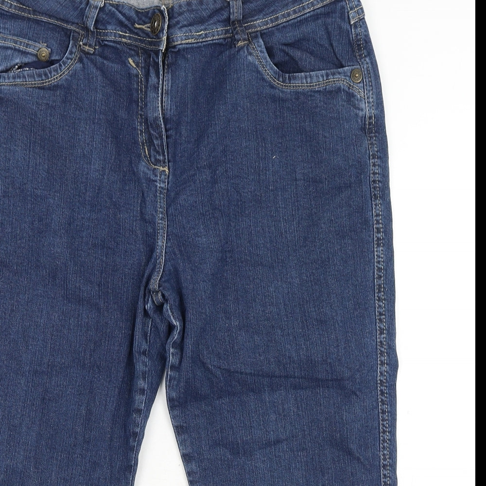 George Womens Blue Cotton Cropped Jeans Size 16 Regular Button