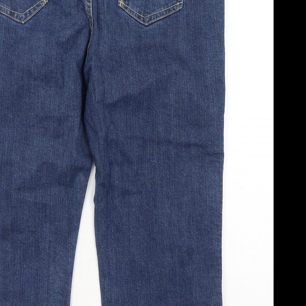 George Womens Blue Cotton Cropped Jeans Size 16 Regular Button