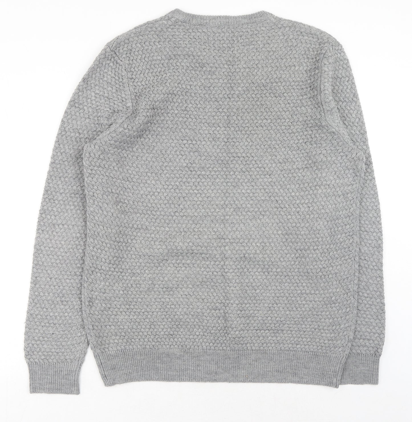 F&F Mens Grey Round Neck Acrylic Pullover Jumper Size XL