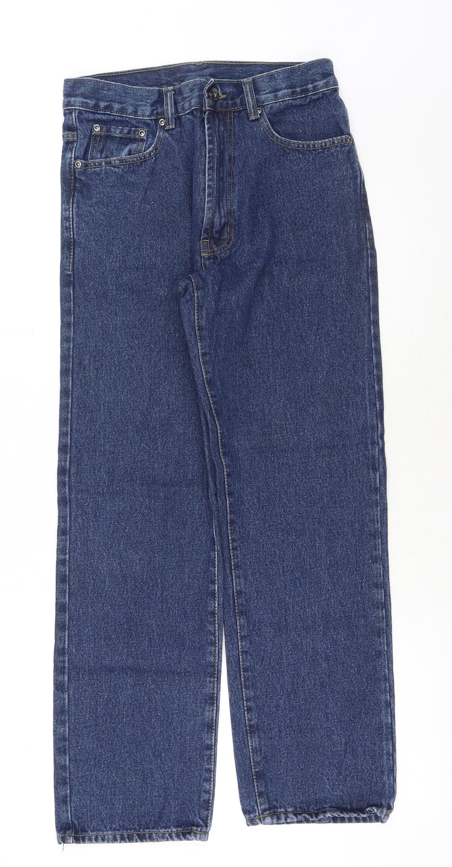 Blue Circle Mens Blue Cotton Straight Jeans Size 28 in Regular Button