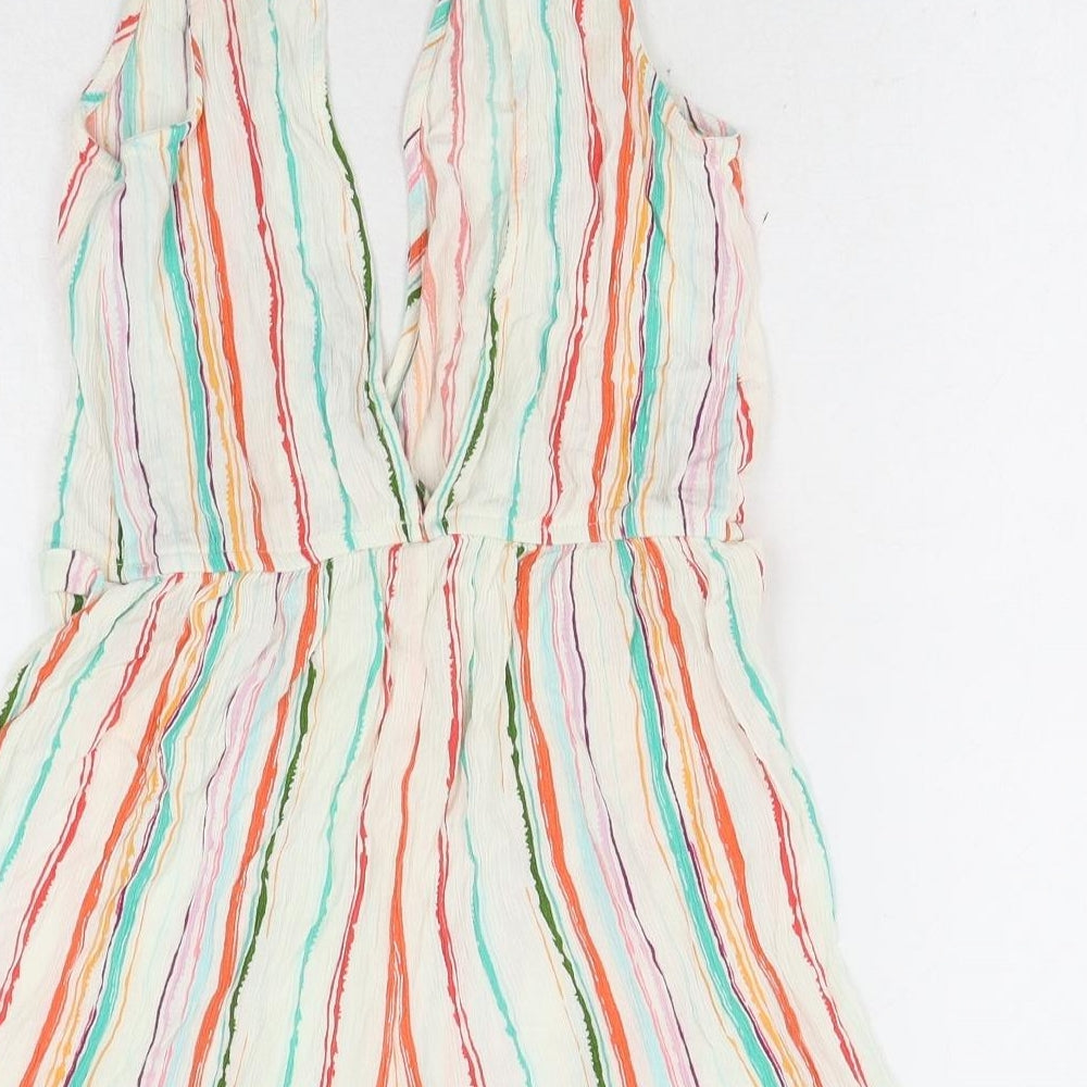 Primark Womens Multicoloured Striped Viscose Playsuit One-Piece Size S Pullover