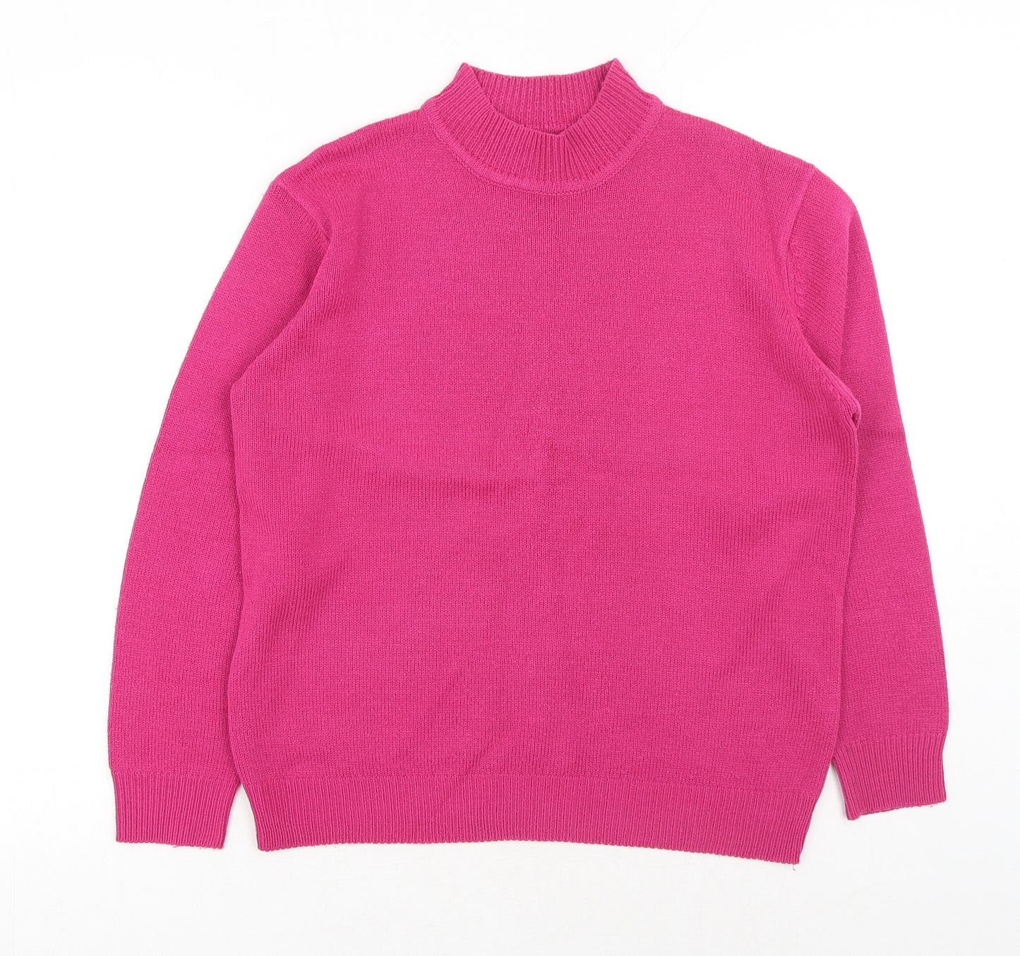 Damart Womens Pink Mock Neck Acrylic Pullover Jumper Size S