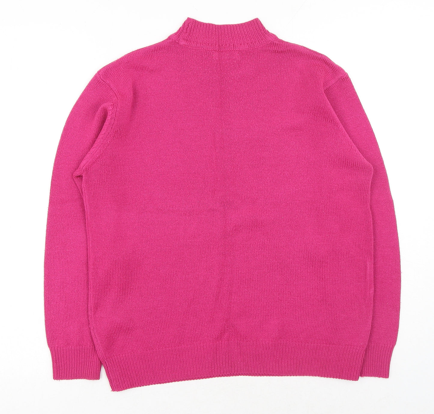Damart Womens Pink Mock Neck Acrylic Pullover Jumper Size S