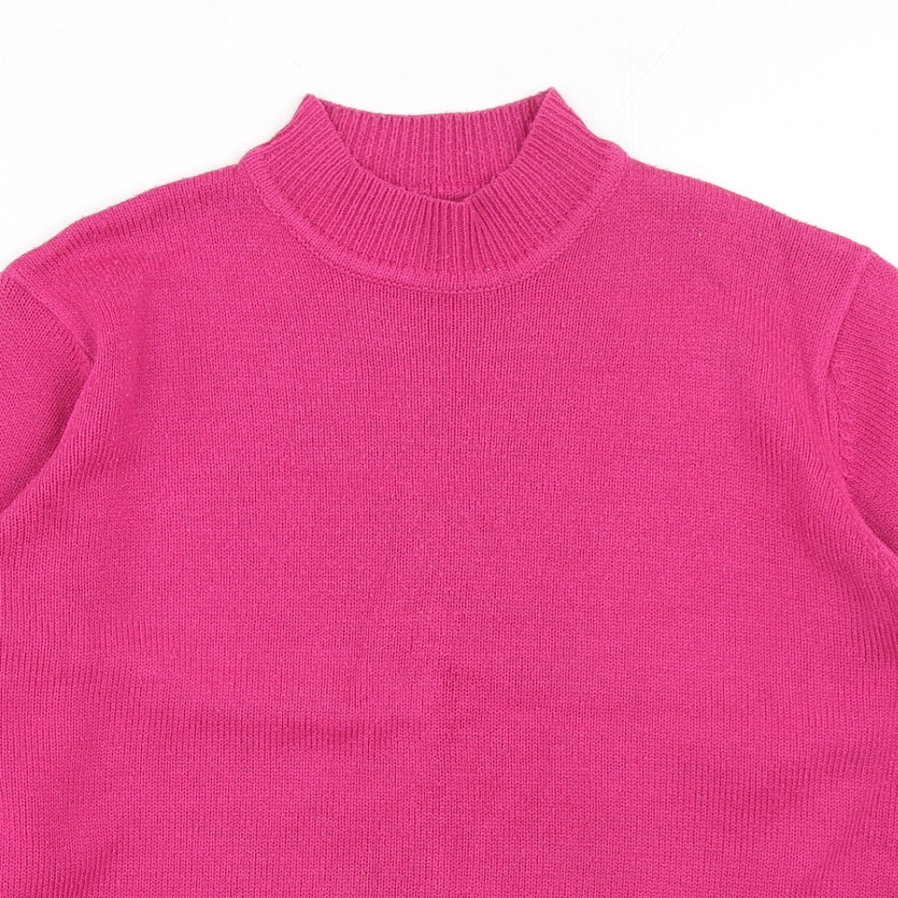 Damart Womens Pink Mock Neck Acrylic Pullover Jumper Size S