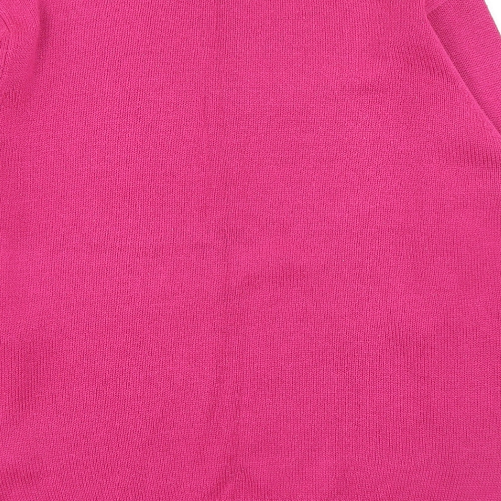 Damart Womens Pink Mock Neck Acrylic Pullover Jumper Size S