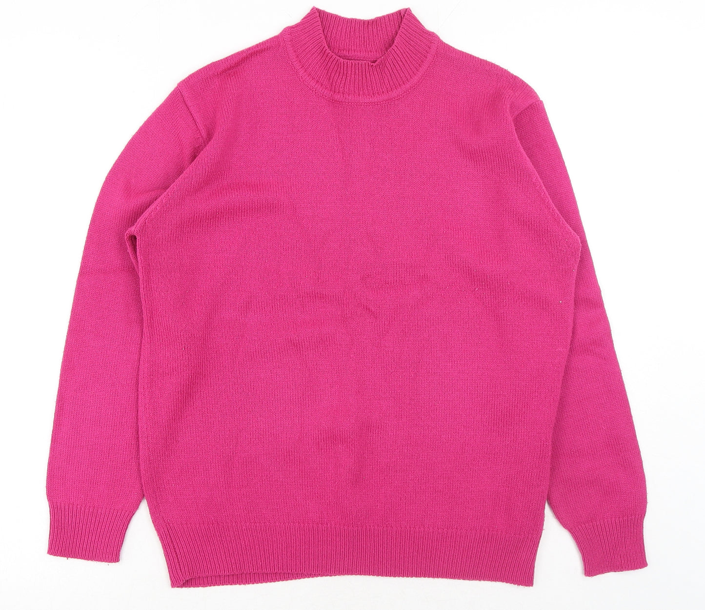 Damart Womens Pink Mock Neck Acrylic Pullover Jumper Size S