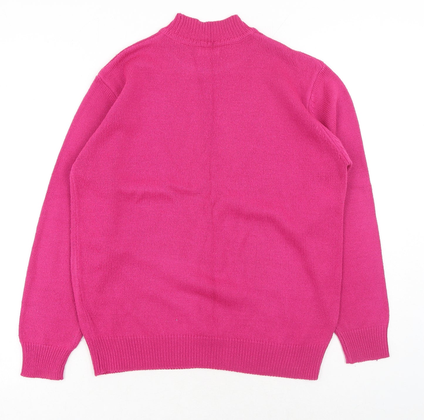 Damart Womens Pink Mock Neck Acrylic Pullover Jumper Size S