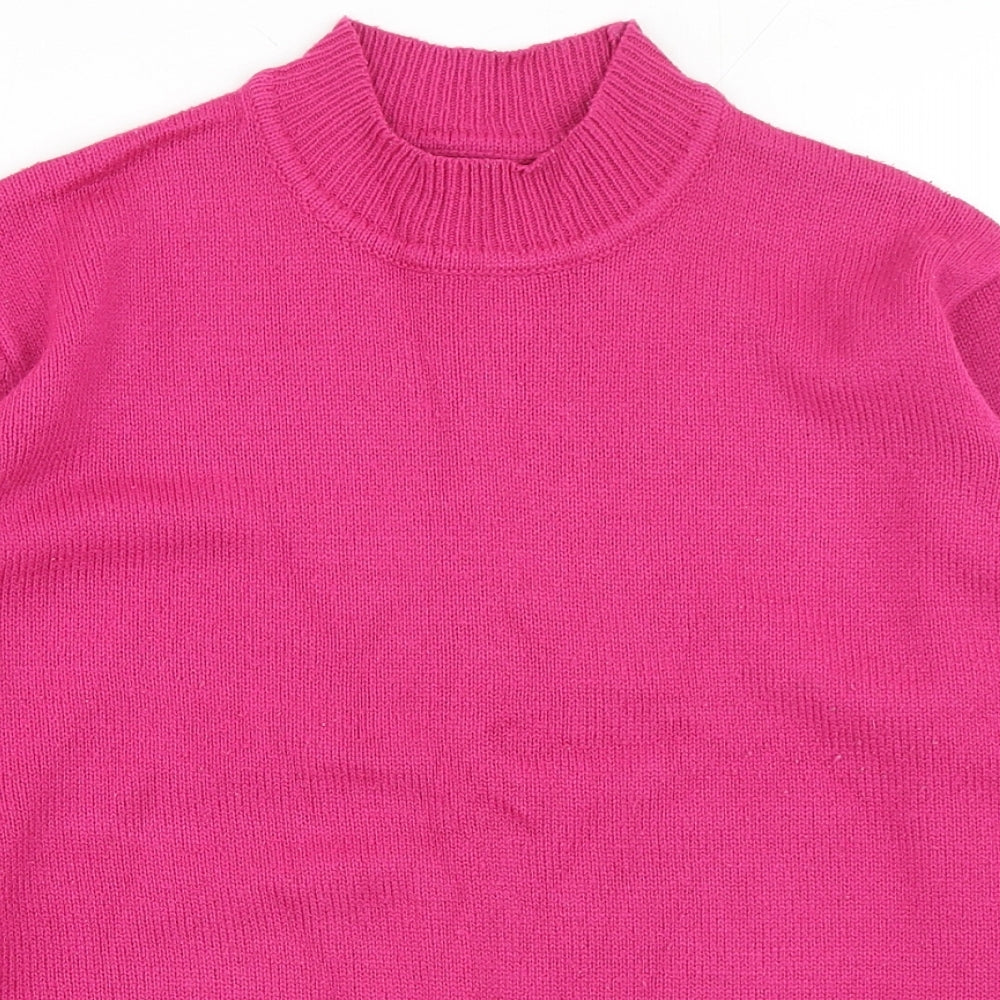 Damart Womens Pink Mock Neck Acrylic Pullover Jumper Size S
