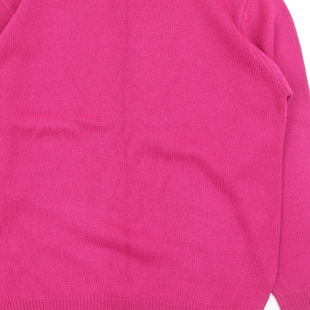 Damart Womens Pink Mock Neck Acrylic Pullover Jumper Size S