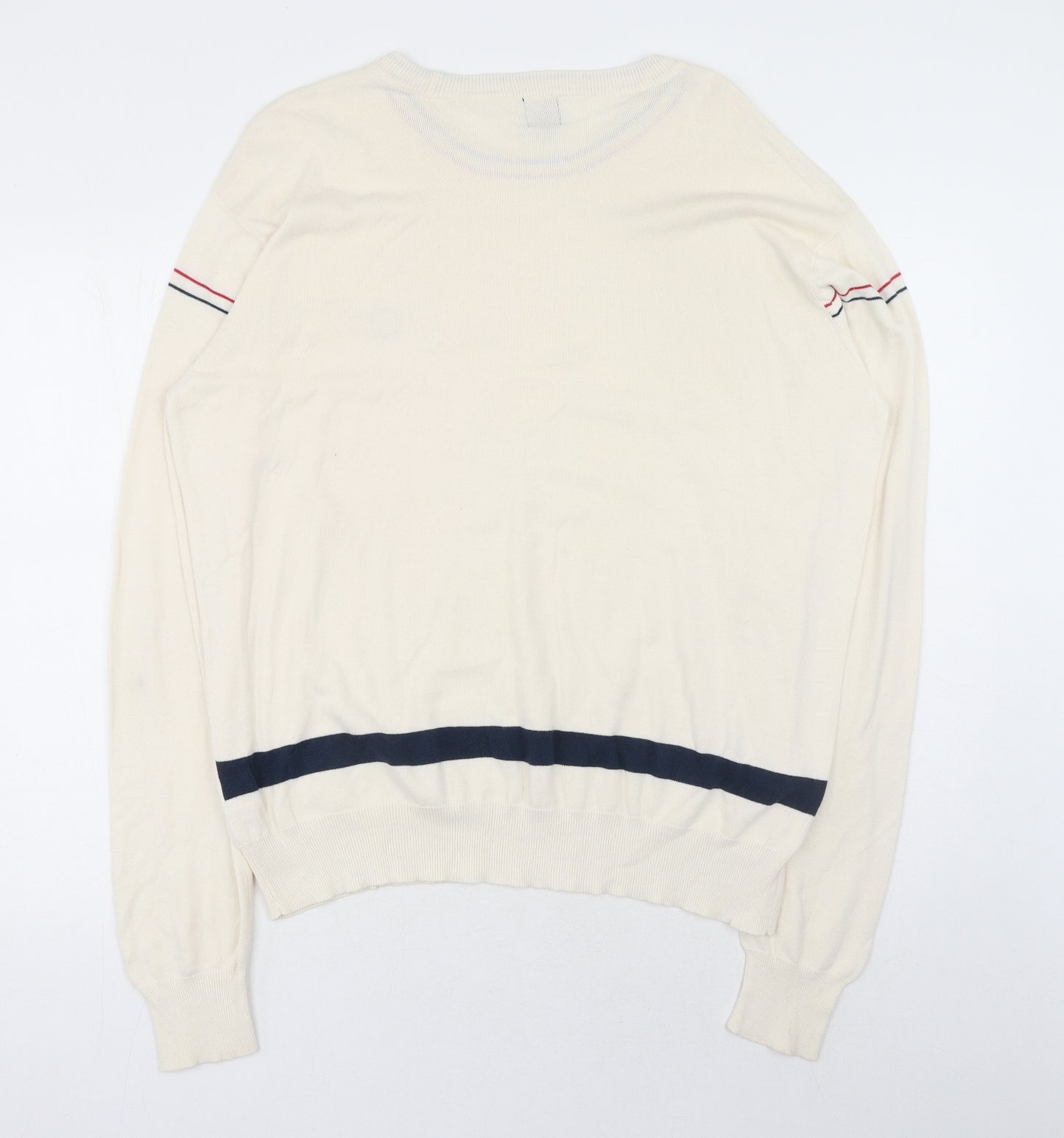Pretty Green Mens Beige Round Neck Cotton Pullover Jumper Size 2XL