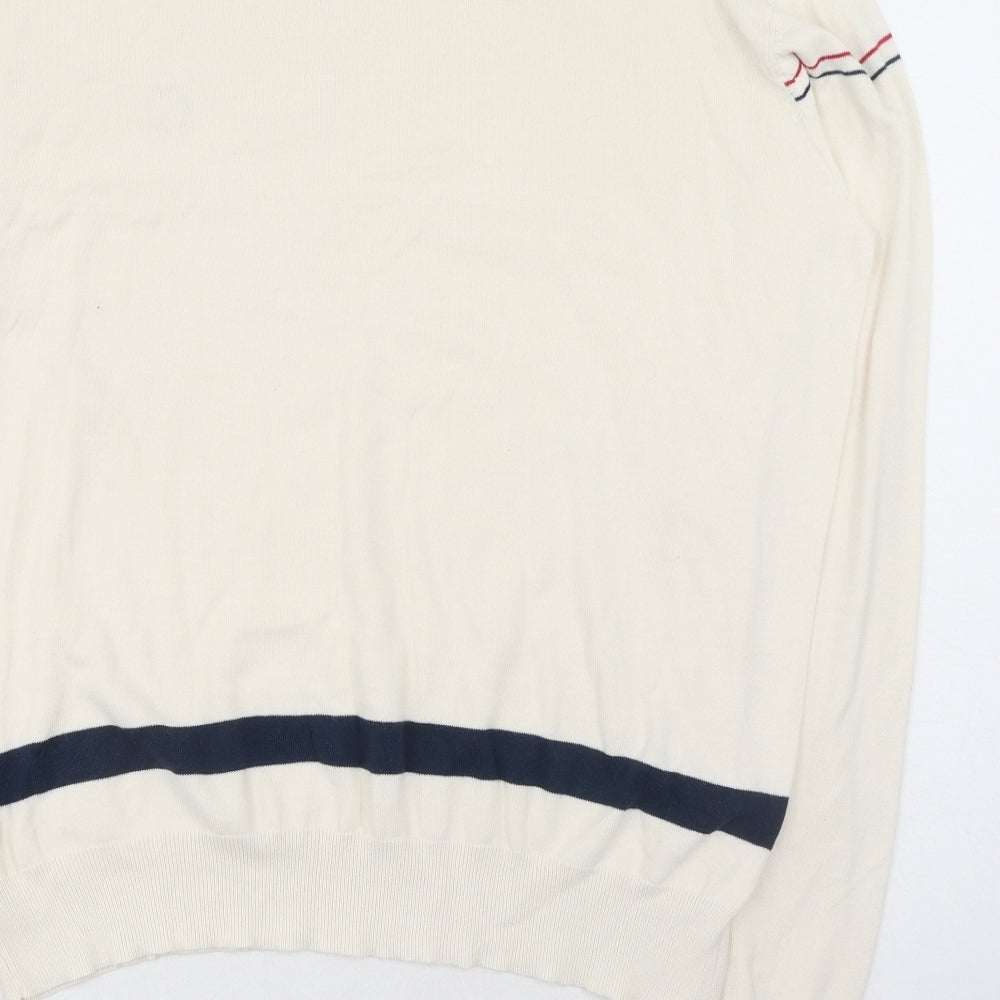 Pretty Green Mens Beige Round Neck Cotton Pullover Jumper Size 2XL