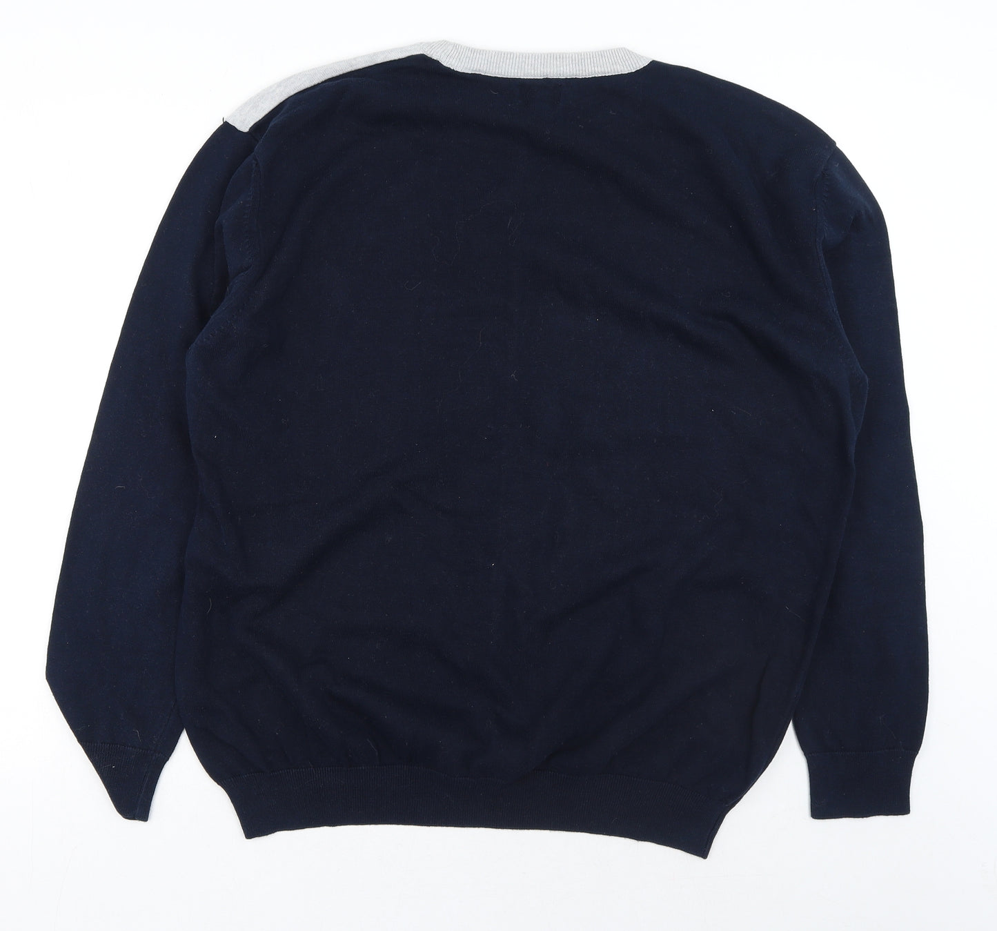 NEXT Mens Blue Round Neck Cotton Pullover Jumper Size 2XL - Colourblock