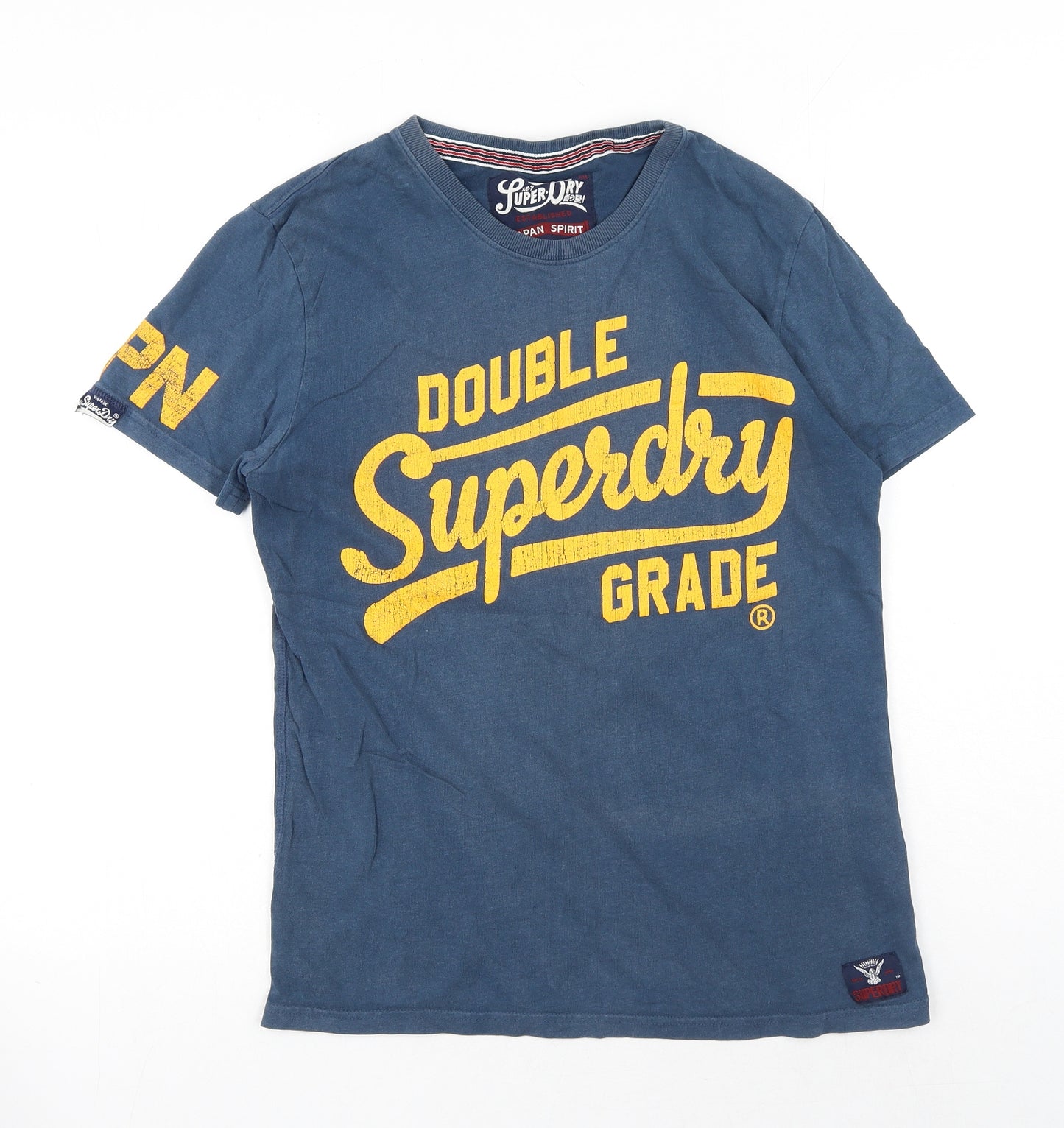 Superdry Mens Blue Cotton T-Shirt Size S Round Neck