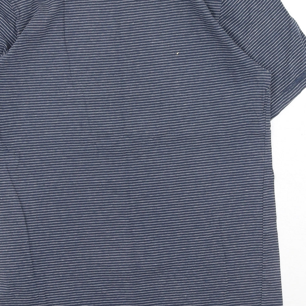 Signature by Levi Strauss & Co. Mens Blue Striped Cotton T-Shirt Size S Round Neck