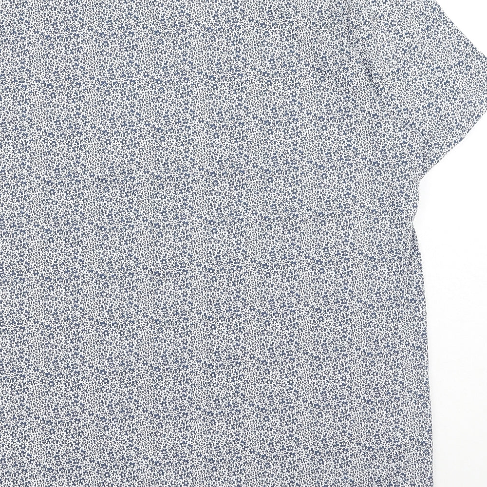 Penguin Mens Blue Floral Cotton T-Shirt Size M Round Neck