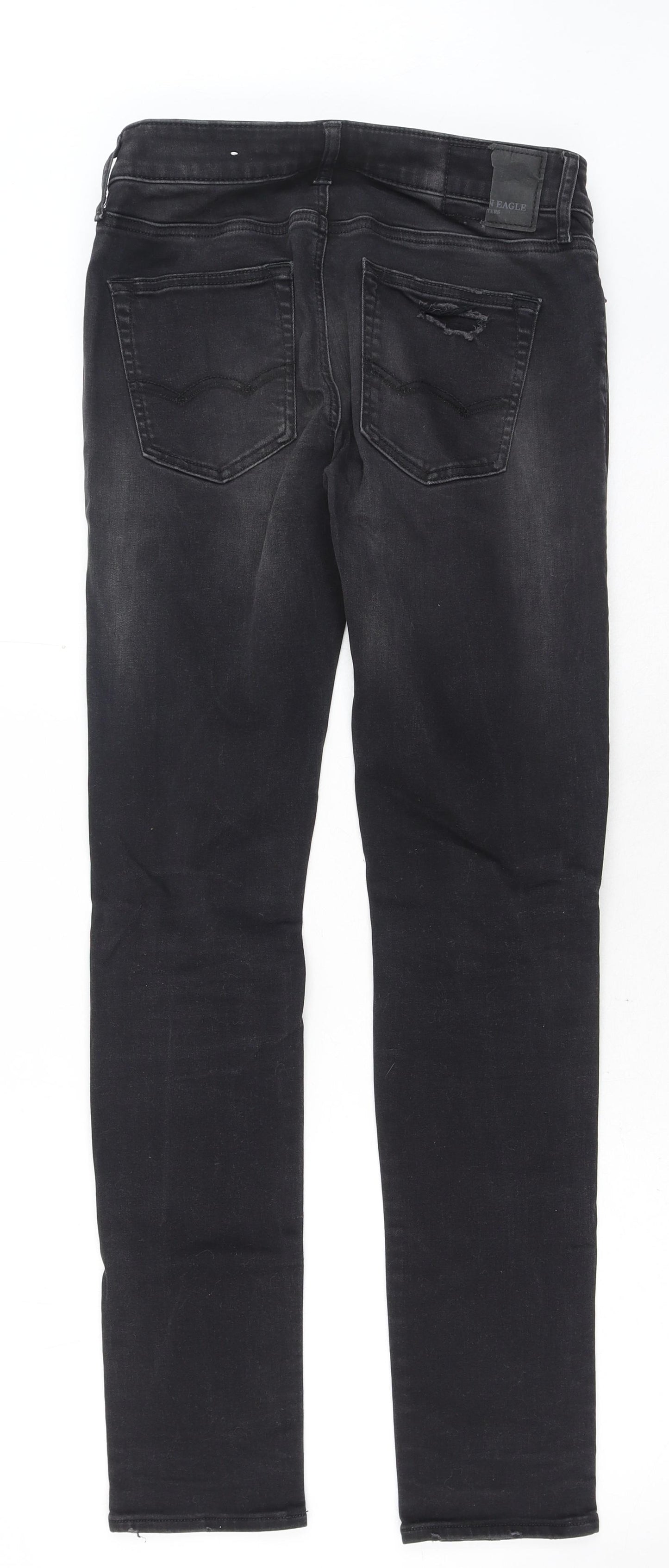 American Eagle Outfitters Mens Black Cotton Skinny Jeans Size 28 in Regular Button